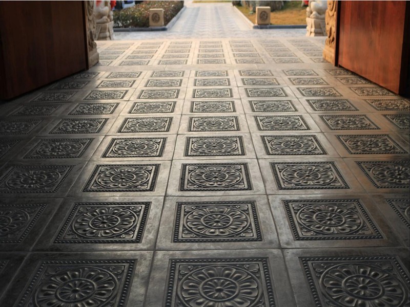 小院鋪裝用青石板材300×600規(guī)格廠家價格福字雕刻工藝